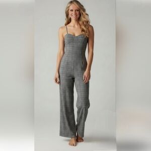Olivaceous Jumpsuit Plaid Adjustable Spagetti Straps Size Large NWT